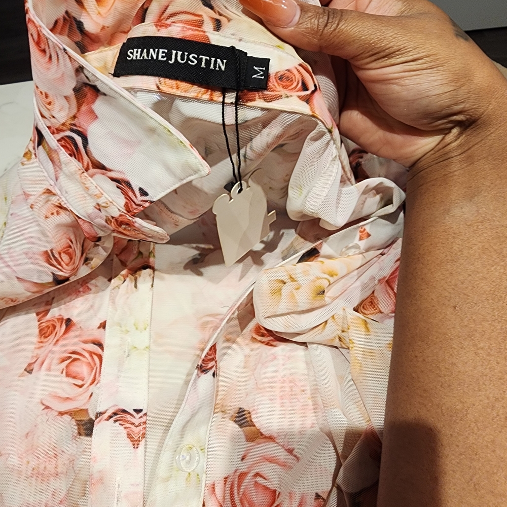 Shane Justin Floral Button-Up Shirt and Pants Set - Picture 4 of 7